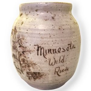 Vtg Stoneware Pottery Mn. Wild Rice Signed Art Jar